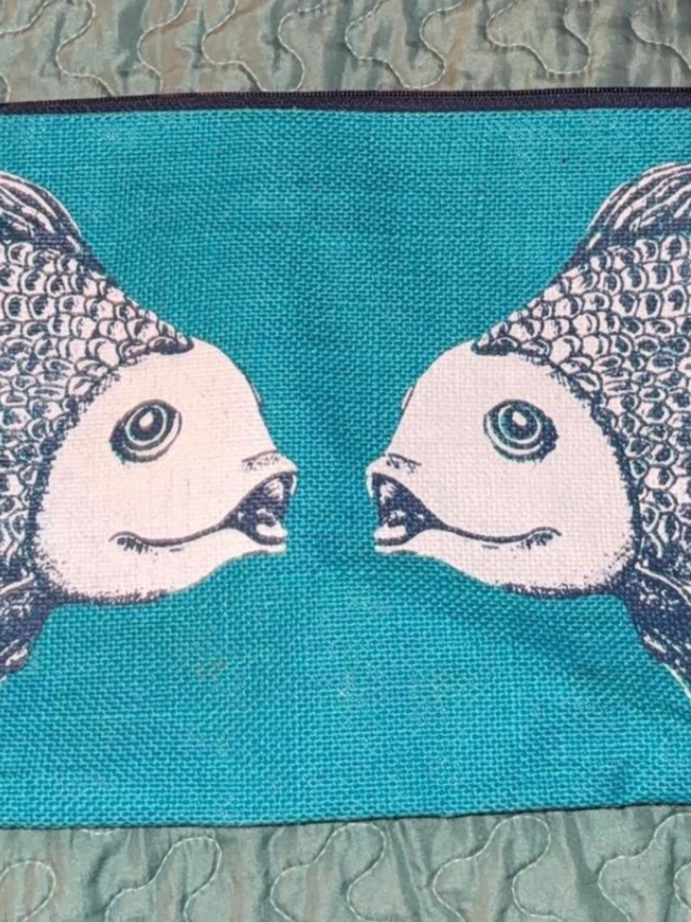Mud pie Turquoise Fish Print Aquarium Mat - Teal Fish Design